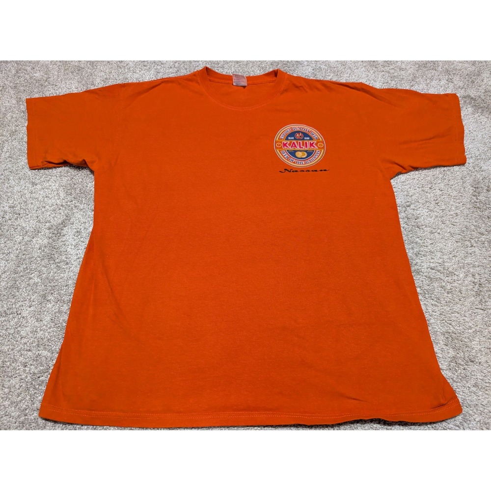 VTG Beer Yazbek T-Shirt Men XL Orange Kalik Beer Bahamas Graphic Nassau ee